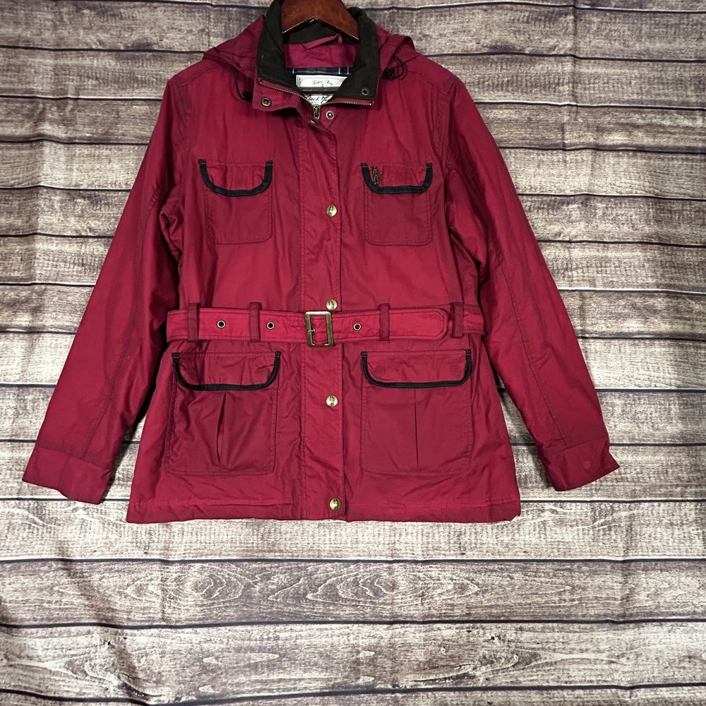 Jack Murphy Dublin 1922 Red Waxed Cotton Belted Field Jacket Womens US 12 UK 14